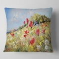 thumbnail image 1 of Designart Painted Poppies on Summer Meadow - Landscape Printed Throw Pillow - 18x18, 1 of 4