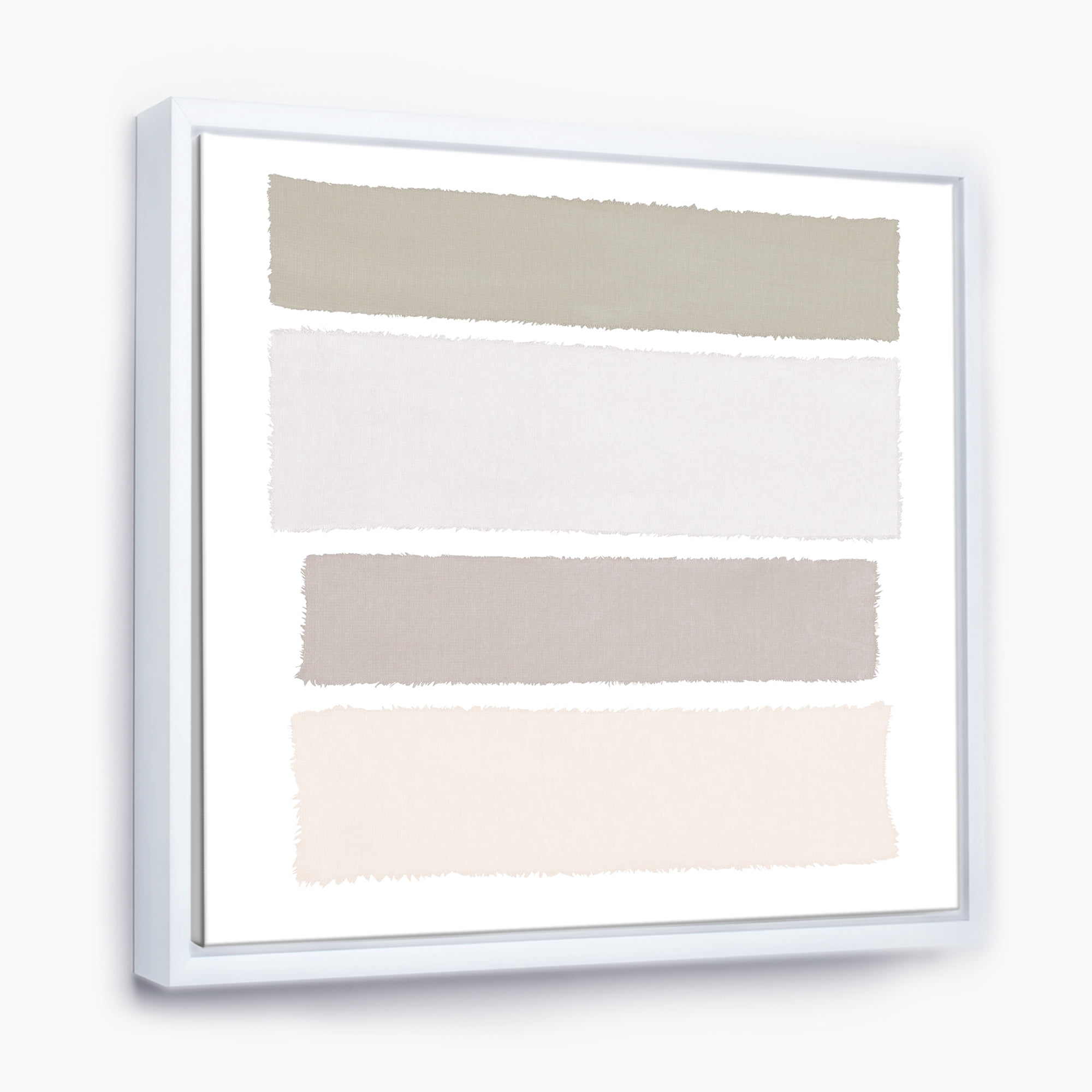 Designart ' Painted Weaving I Neutral on White Sq ' Modern Geometric Framed Canvas
