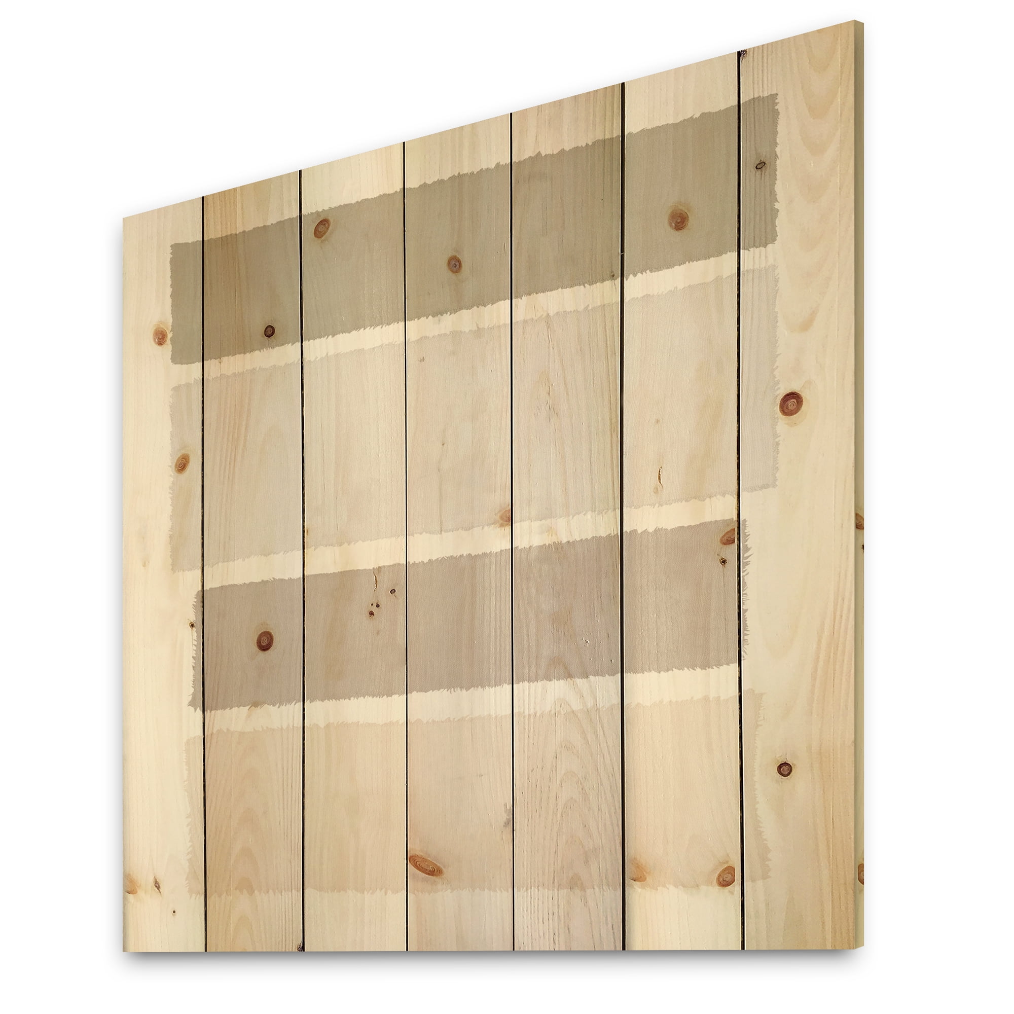 Designart 'Painted Weaving I Neutral on White Sq' Modern Geometric Print on Natural Pine Wood