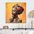 thumbnail image 1 of Designart "Painting Beauty of African Woman in Yellow II" Fashion Framed Wall Art - Glam Orange Woman African Entryway Framed Wall Art, 1 of 6