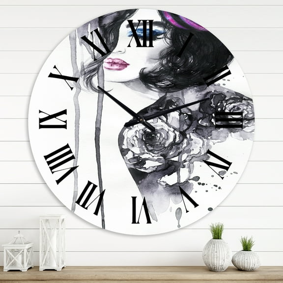 Designart 'Painting Female Portrait' Modern Wall Clock