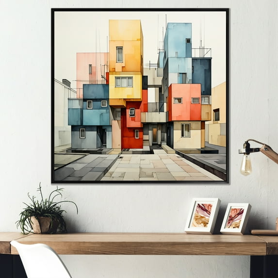 Designart "Painting the Street Art II" Cityscapes Floater Framed Wall Decor