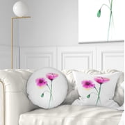 Designart Pair of Large Purple Poppy Flowers - Flower Throw Pillow - 12x20