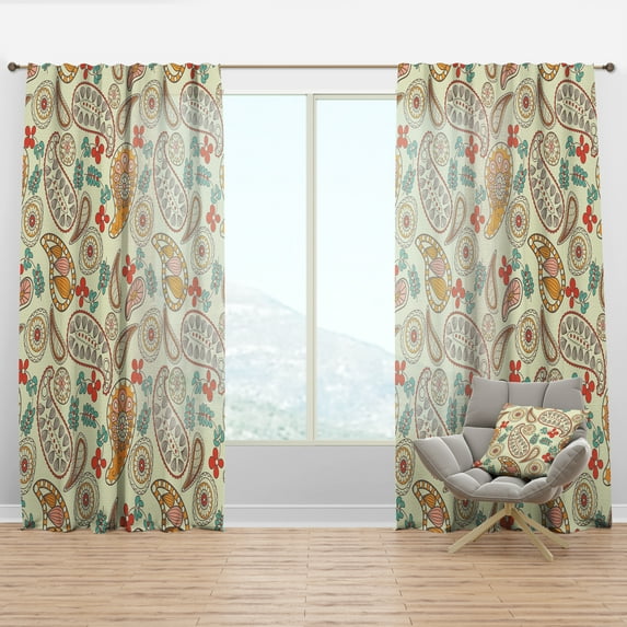 Designart 'Paisley Botanical Pattern' Traditional Curtain Panel
