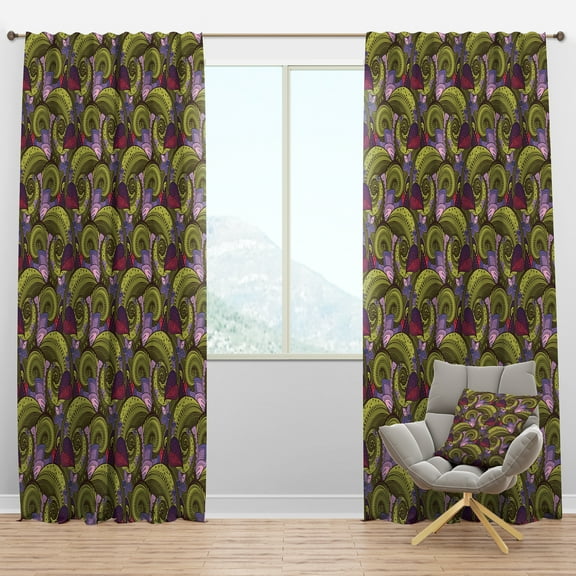 Designart 'Paisley Garden Style With Floral Pattern I' Bohemian & Eclectic Blackout Curtain Panel