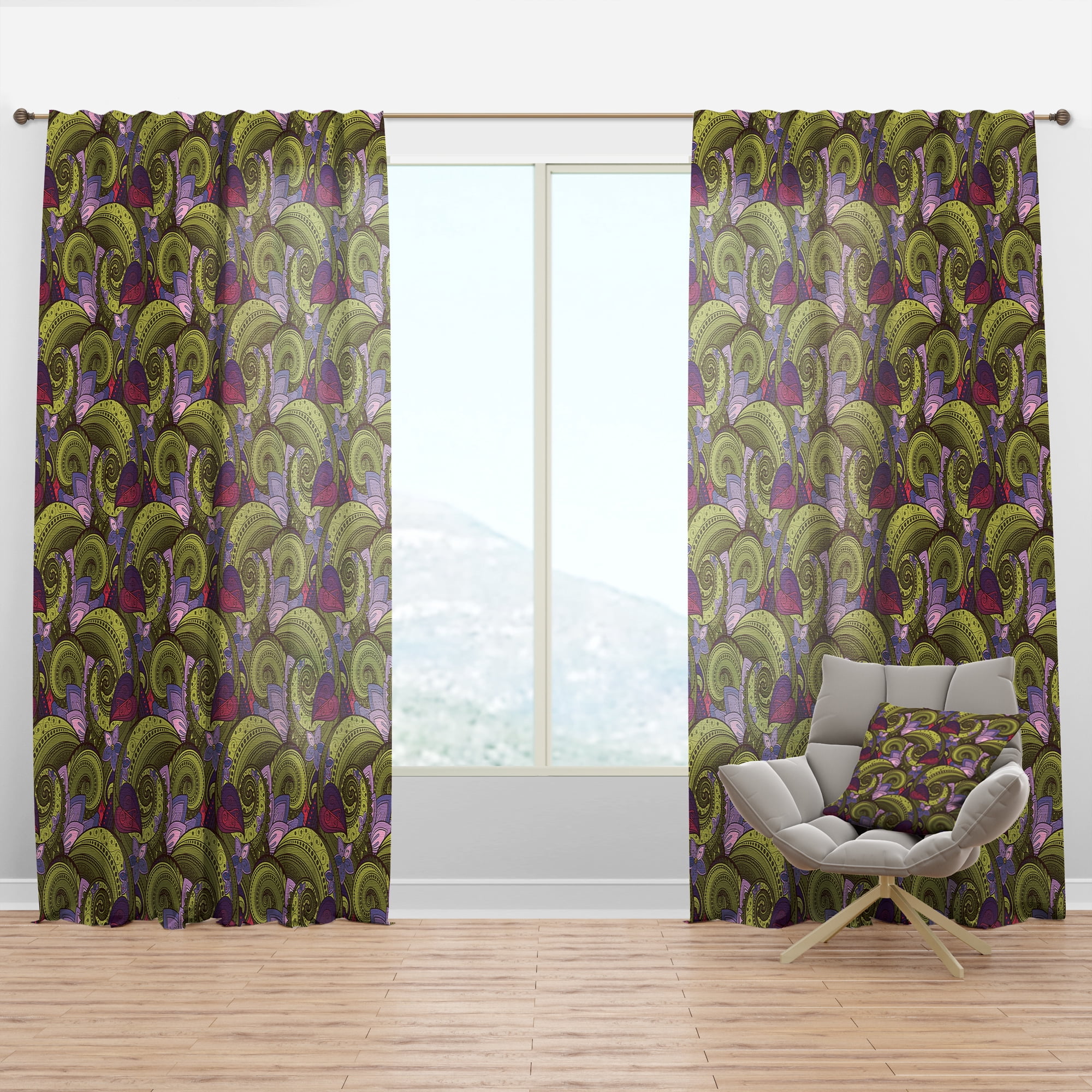 Designart 'Paisley Garden Style With Floral Pattern I' Bohemian & Eclectic Curtain Panel
