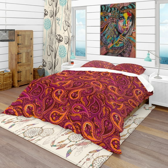 Designart 'Paisley Indian Pattern' Vintage Duvet Cover Set
