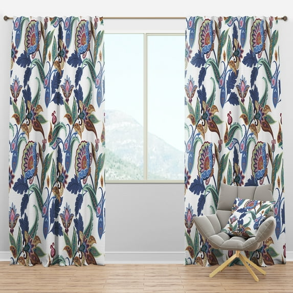 Designart 'Paisley Pattern Fantasy Flowers' Traditional Blackout Curtain Panel