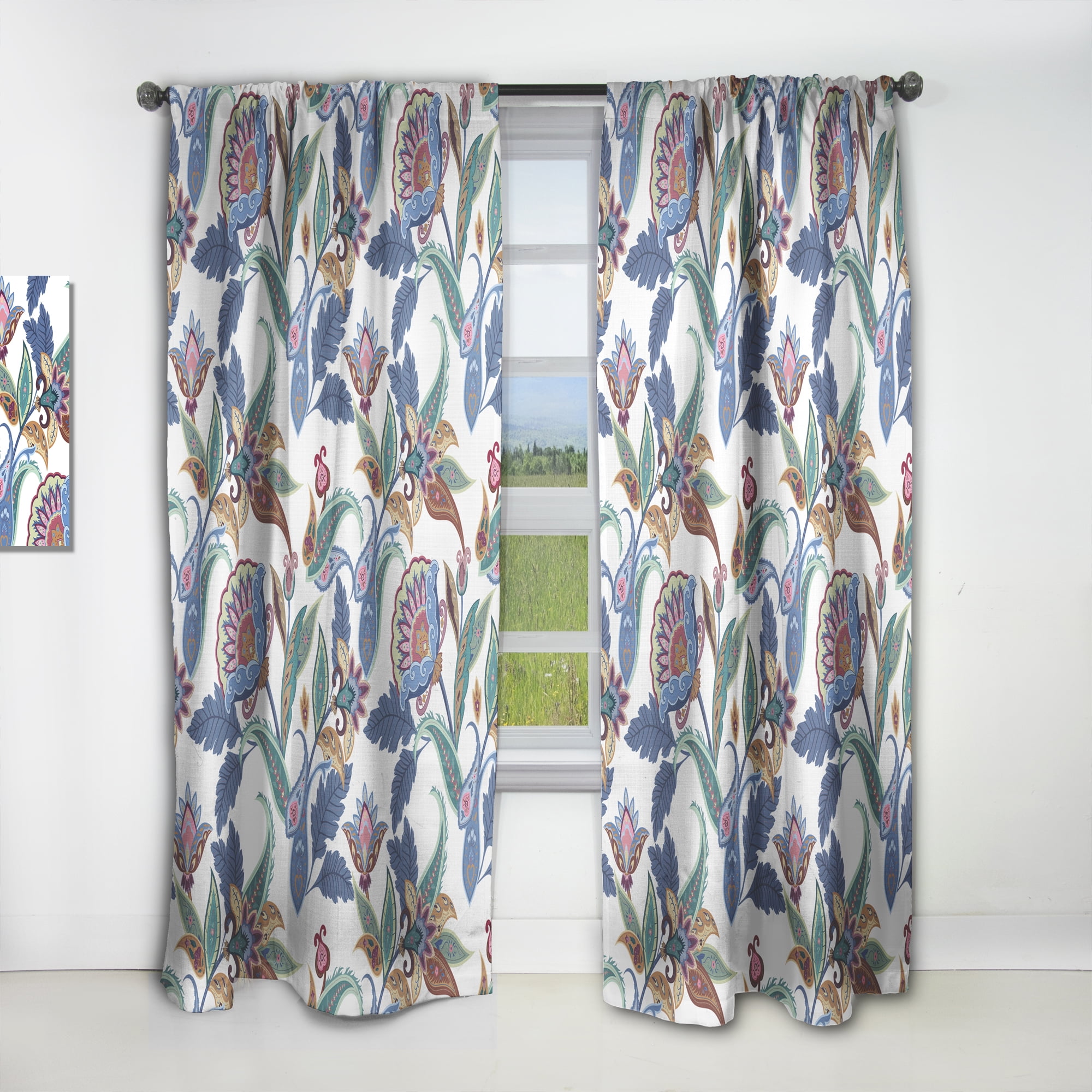 Designart 'Paisley Pattern Fantasy Flowers' Traditional Curtain Panel