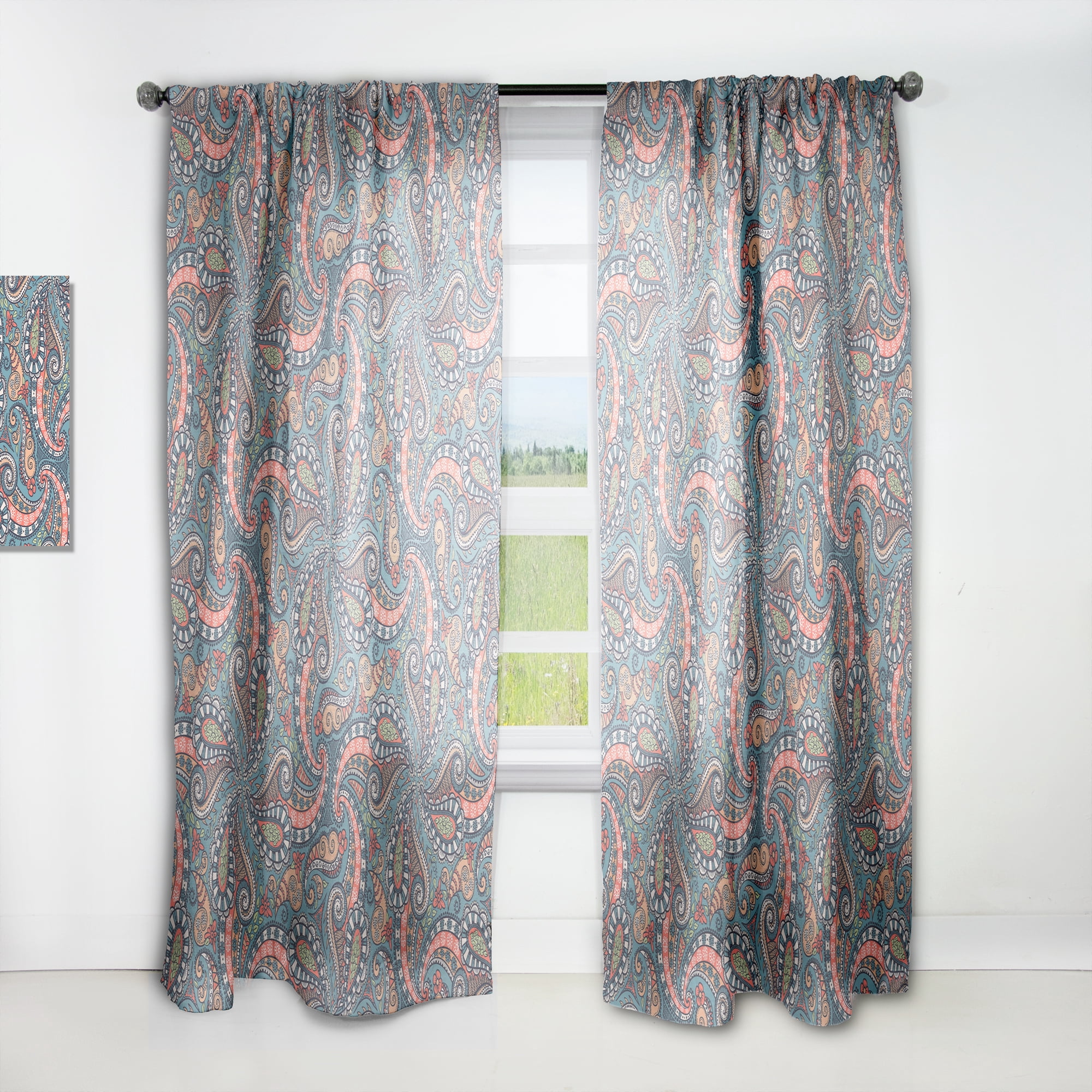 Designart 'Paisley Pattern I' Bohemian & Eclectic Curtain Panel