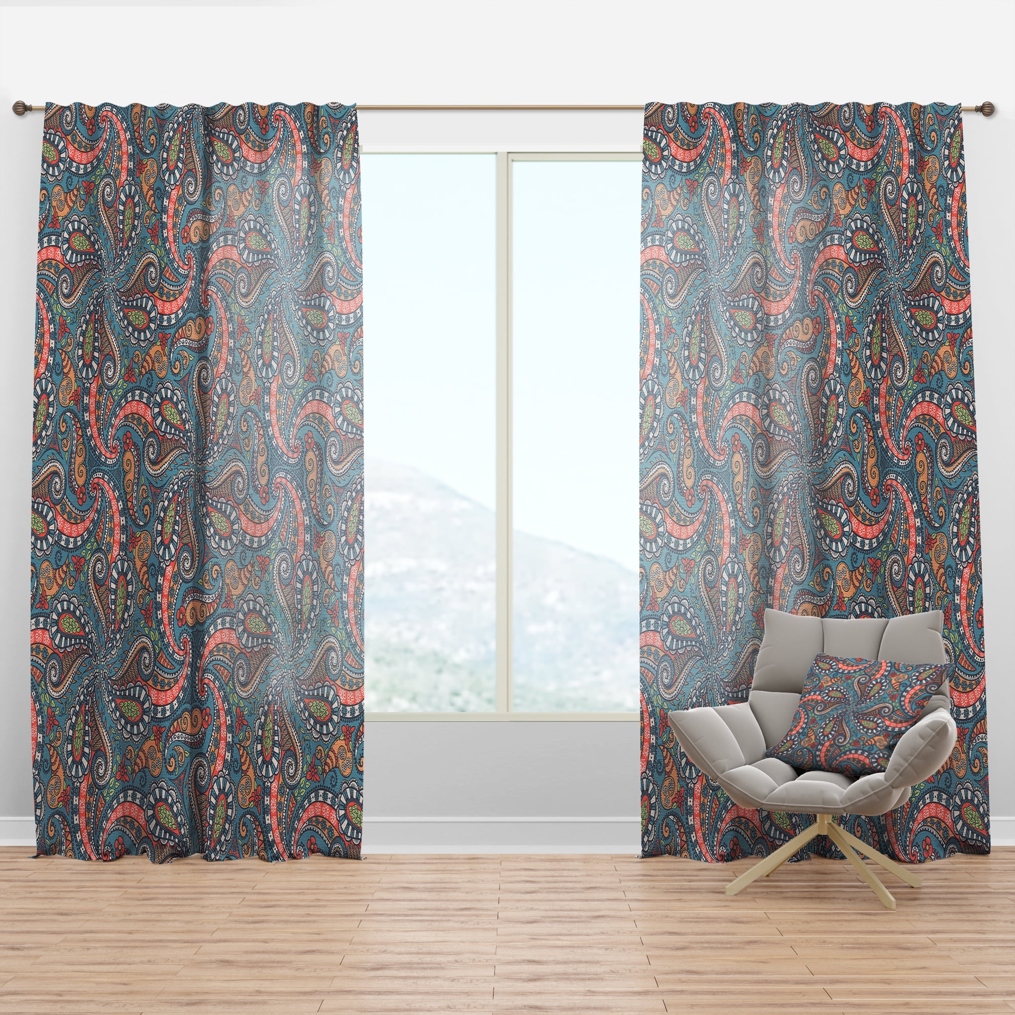 Designart 'Paisley Pattern I' Bohemian & Eclectic Curtain Panel