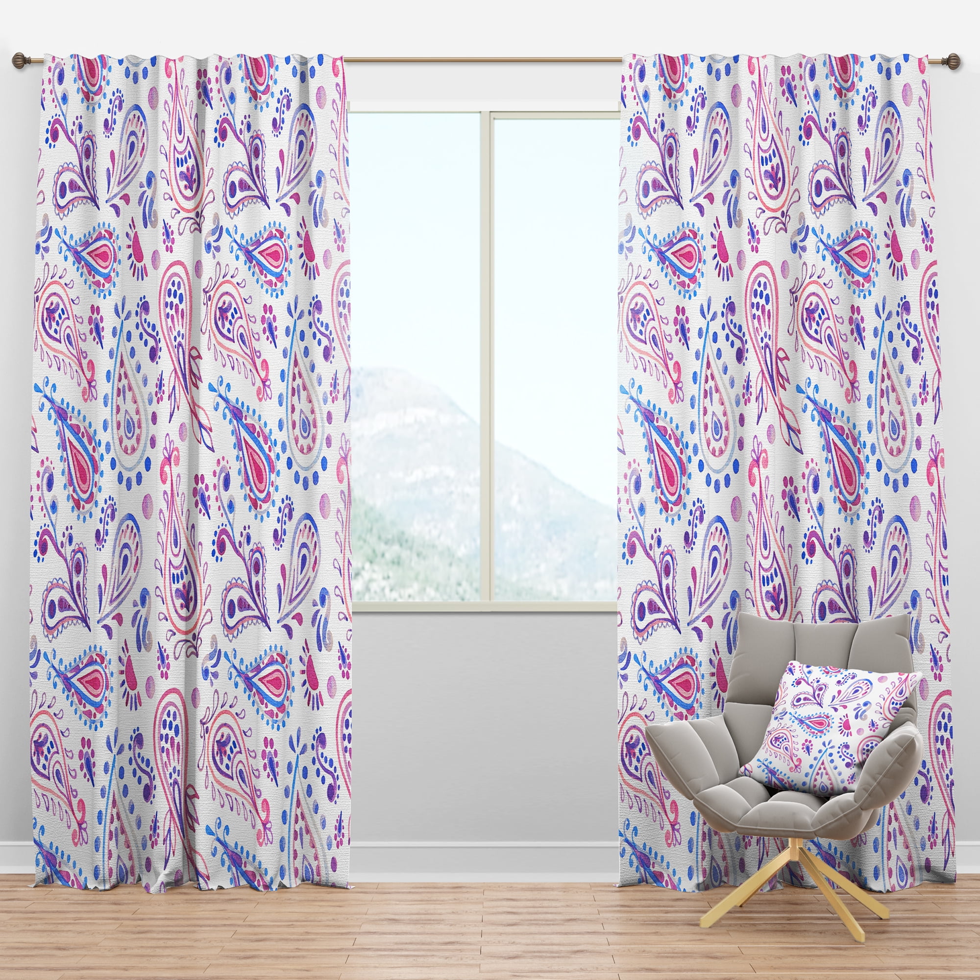 Designart 'Paisley Pattern III' Bohemian & Eclectic Blackout Curtain Panel