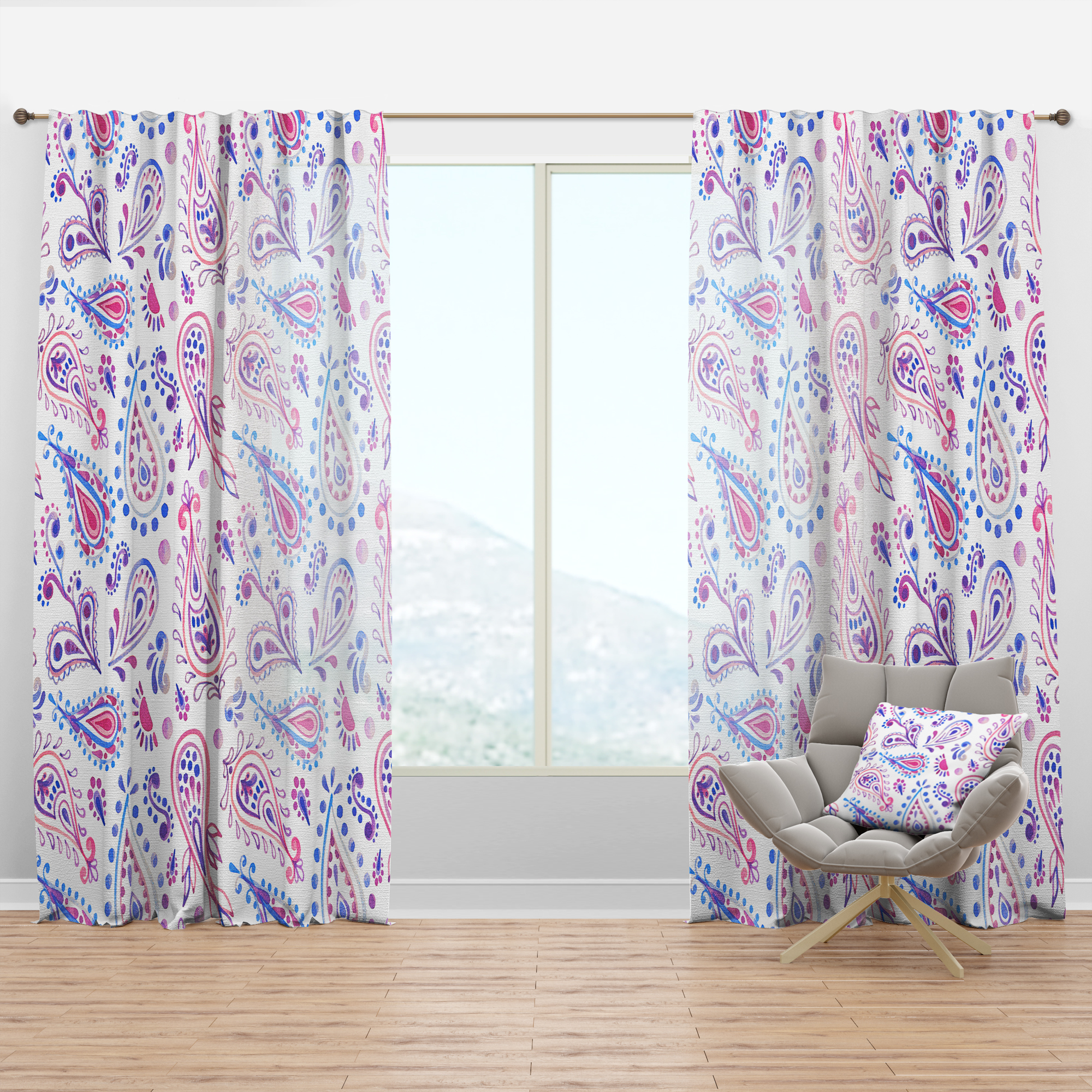 Designart 'Paisley Pattern III' Bohemian & Eclectic Curtain Panel