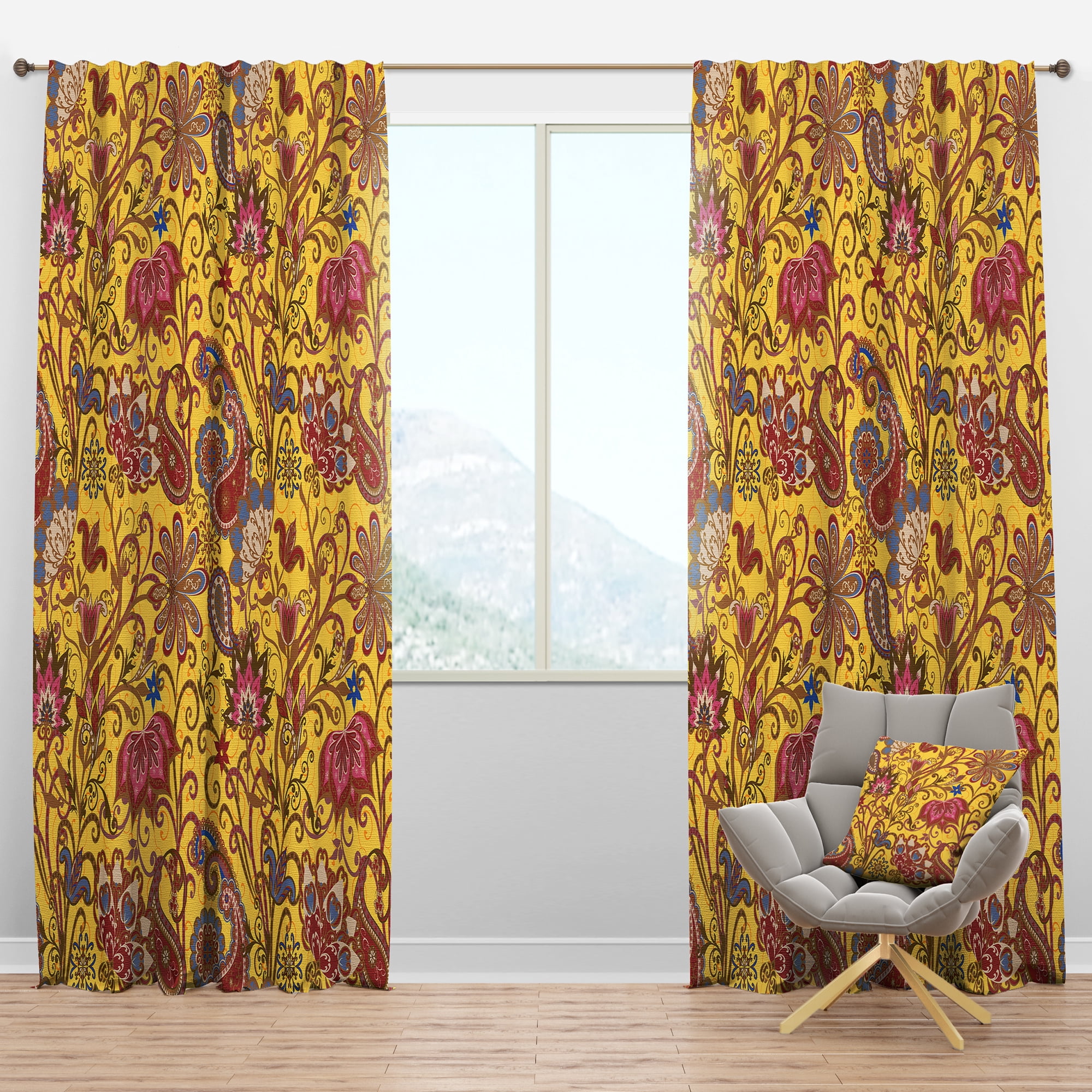 Designart 'Paisley Pattern V' Bohemian & Eclectic Blackout Curtain Panel