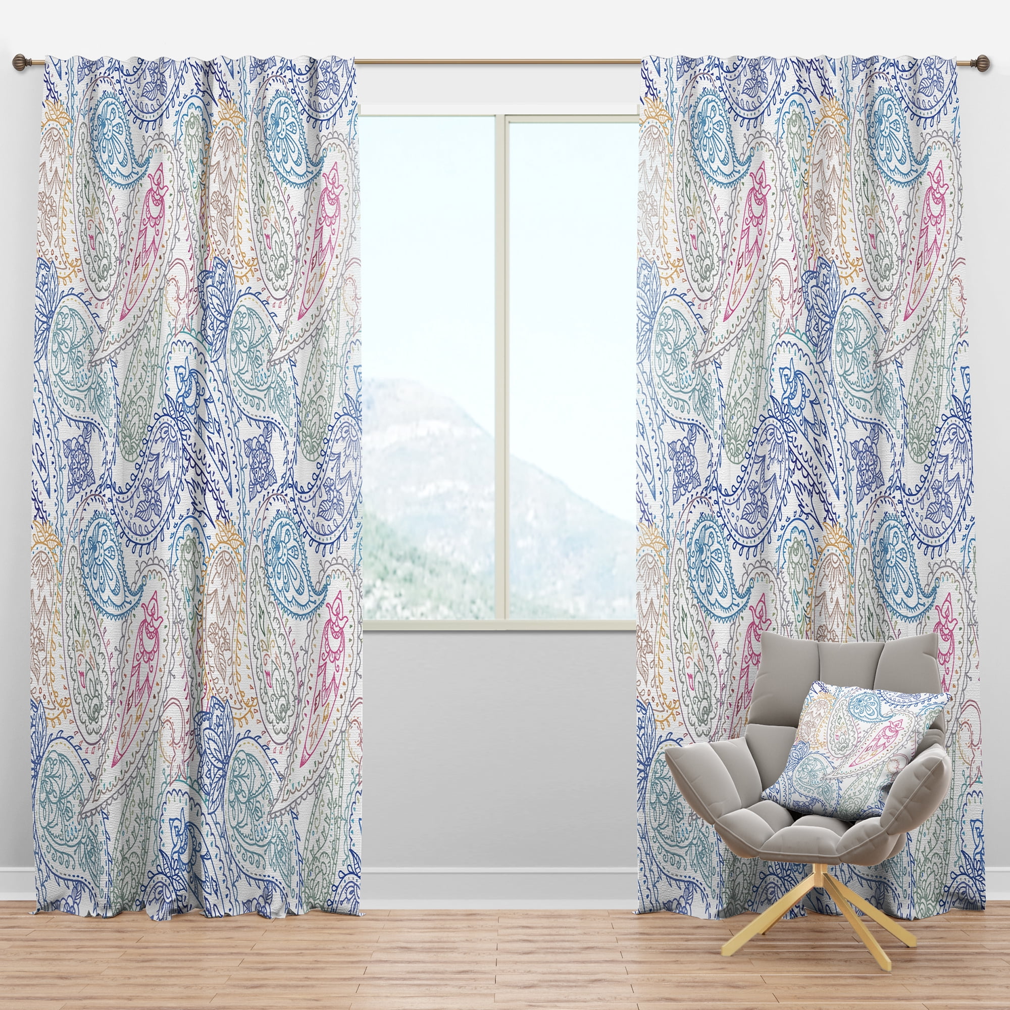 Designart 'Paisley Pattern VI' Bohemian & Eclectic Blackout Curtain Panel