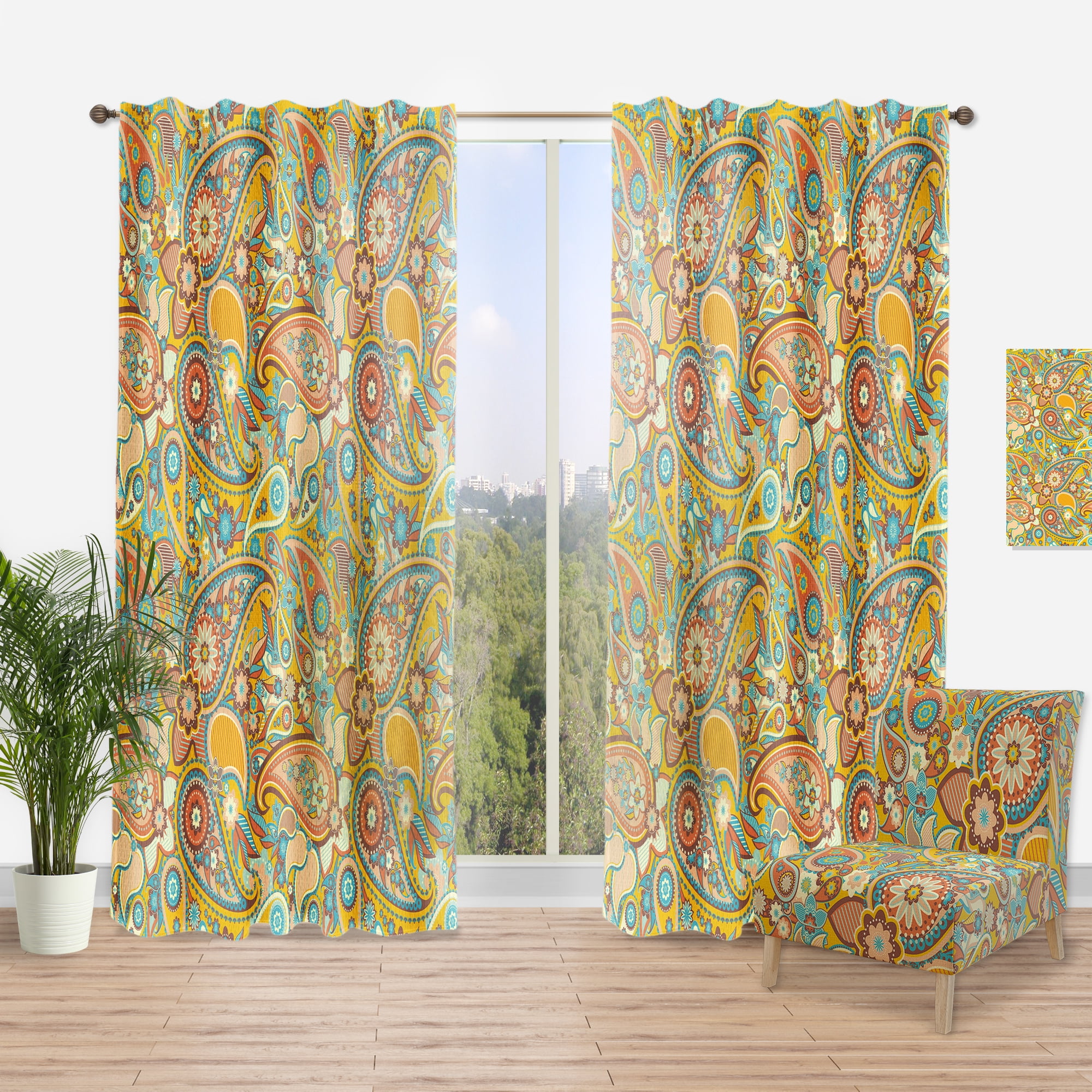 Designart 'Paisley Pattern VII' Vintage Curtain Panel