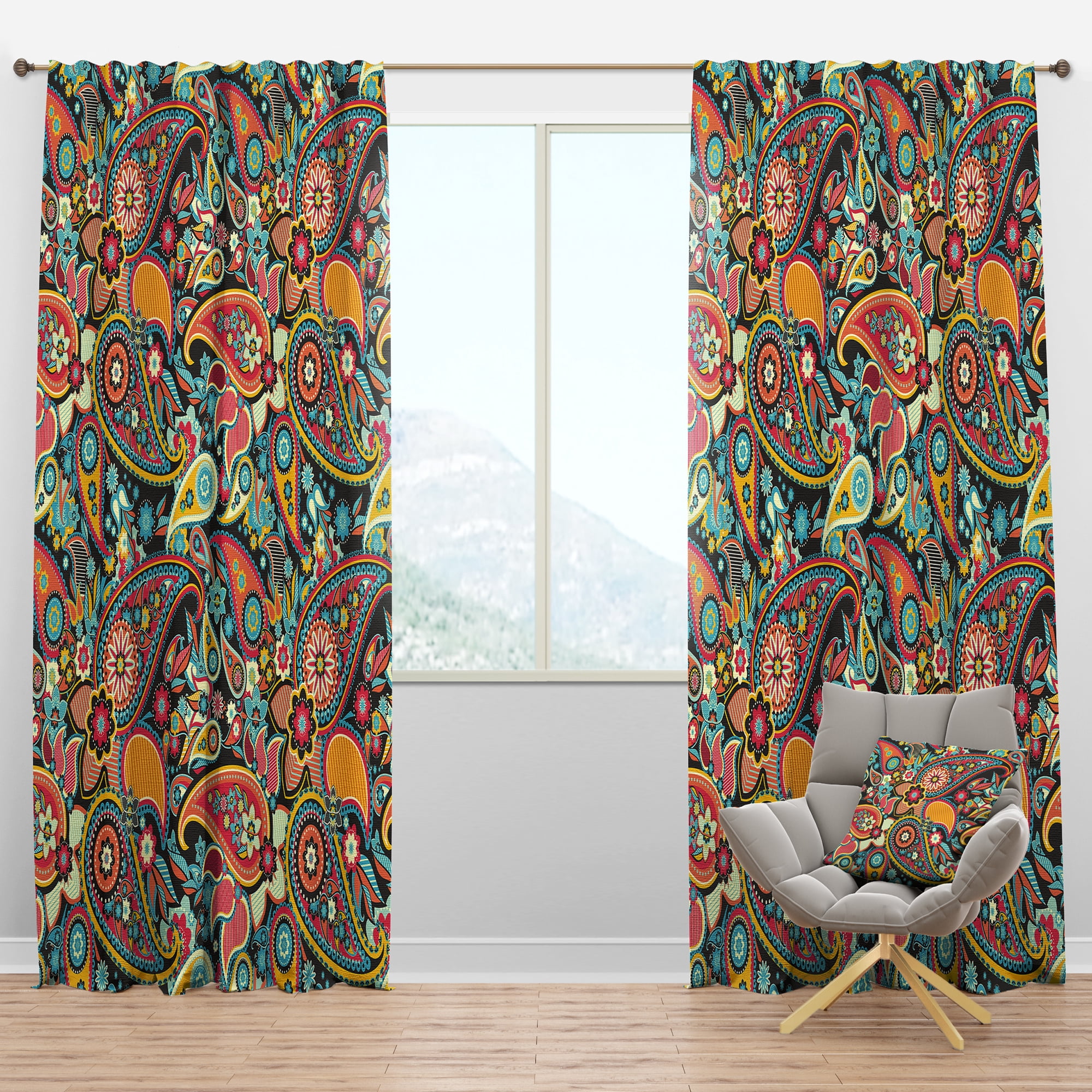 Designart 'Paisley Pattern VIII' Bohemian & Eclectic Blackout Curtain Panel