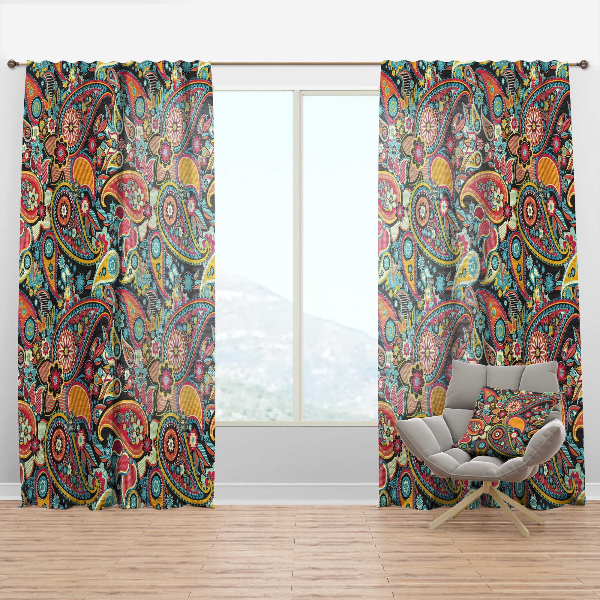 Designart 'Paisley Pattern VIII' Bohemian & Eclectic Curtain Panel