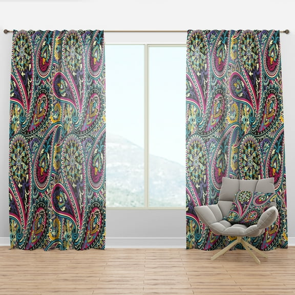 Designart 'Paisley Pattern XI' Vintage Curtain Panel