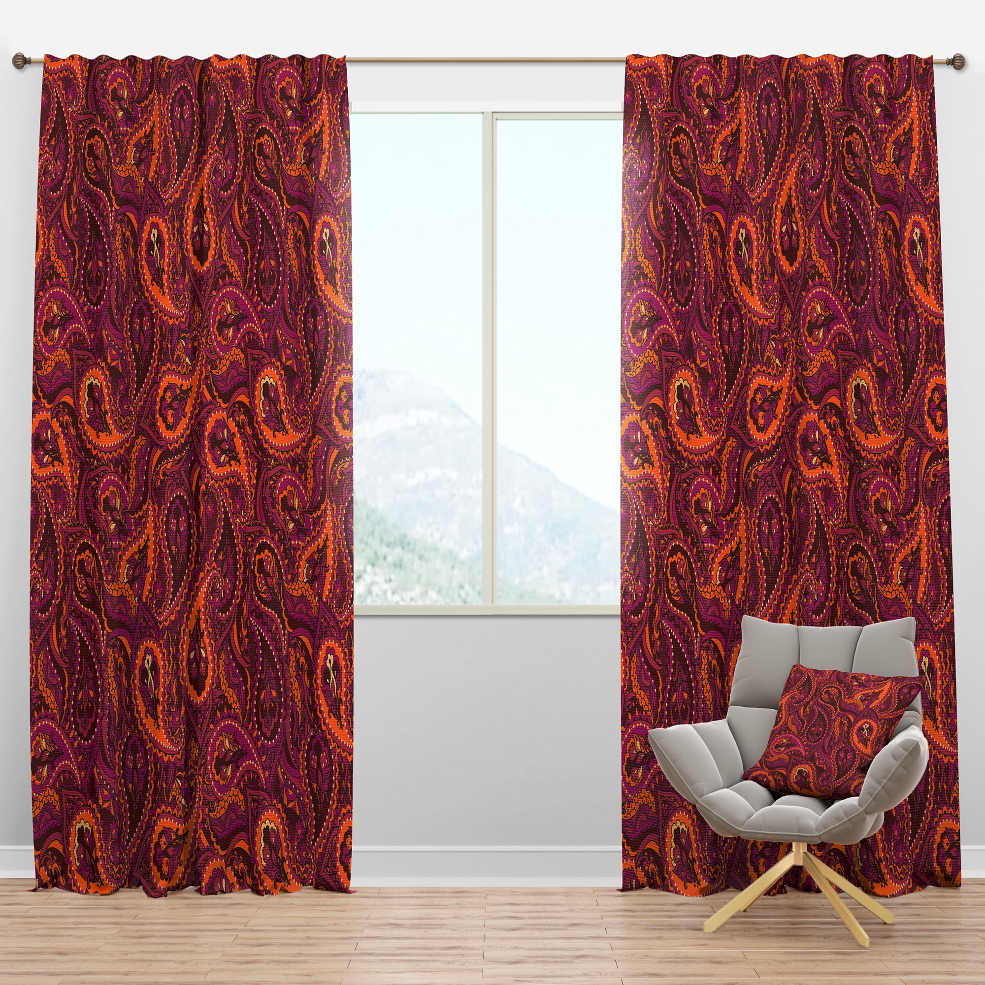 Designart 'Paisley Pattern XII' Vintage Blackout Curtain Panel