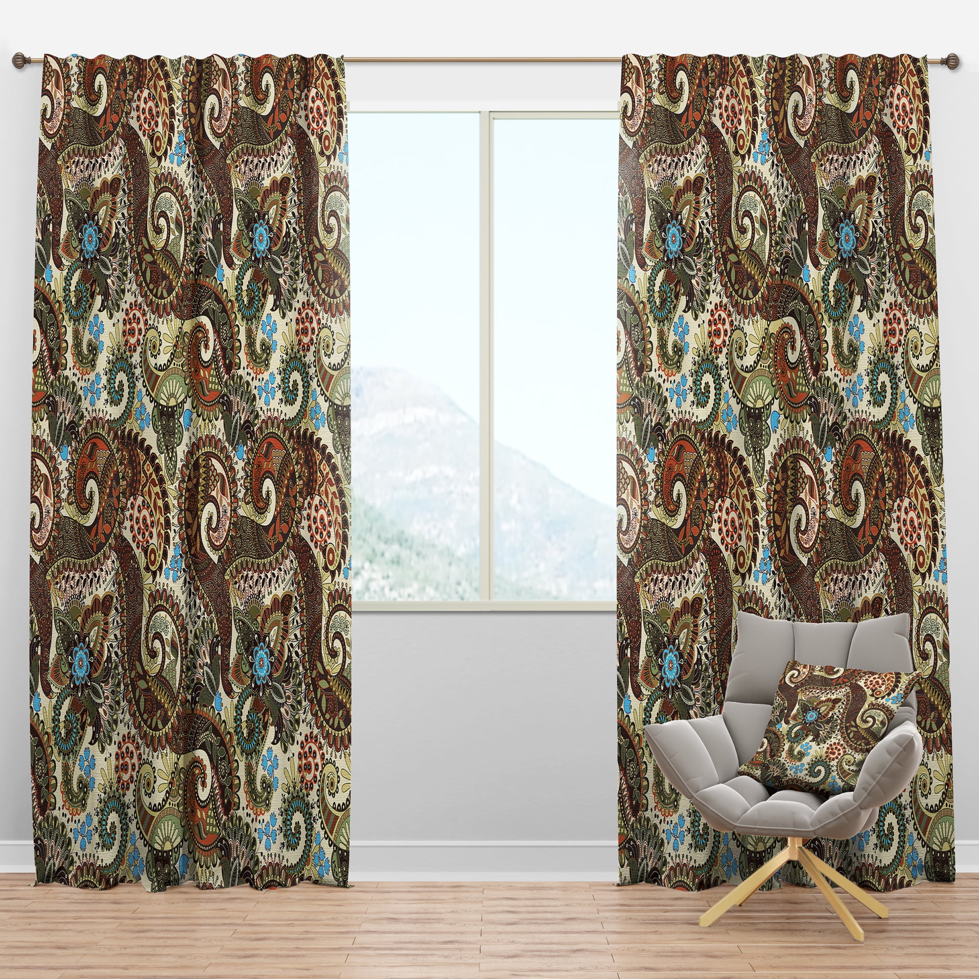 Designart 'Paisley Pattern XIII' Vintage Blackout Curtain Panel
