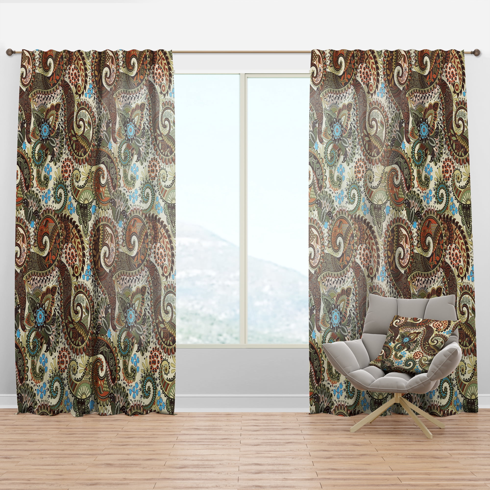 Designart 'Paisley Pattern XIII' Vintage Curtain Panel