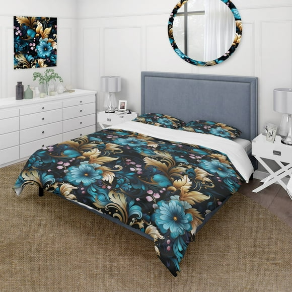 Designart "Paisley Patterns Of Industrial Chic" Gold Paisley Bedding Covert Set - Bohemian & Eclectic Bed Set With 1 Sham