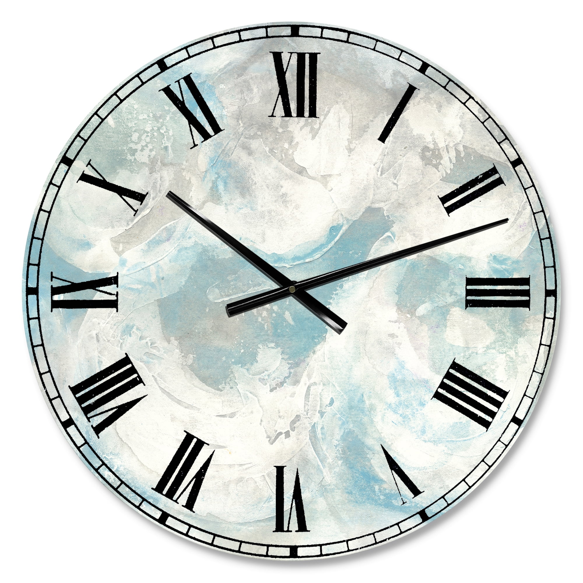 Designart 'Pale Blue Shade IV' Metal Wall Clock