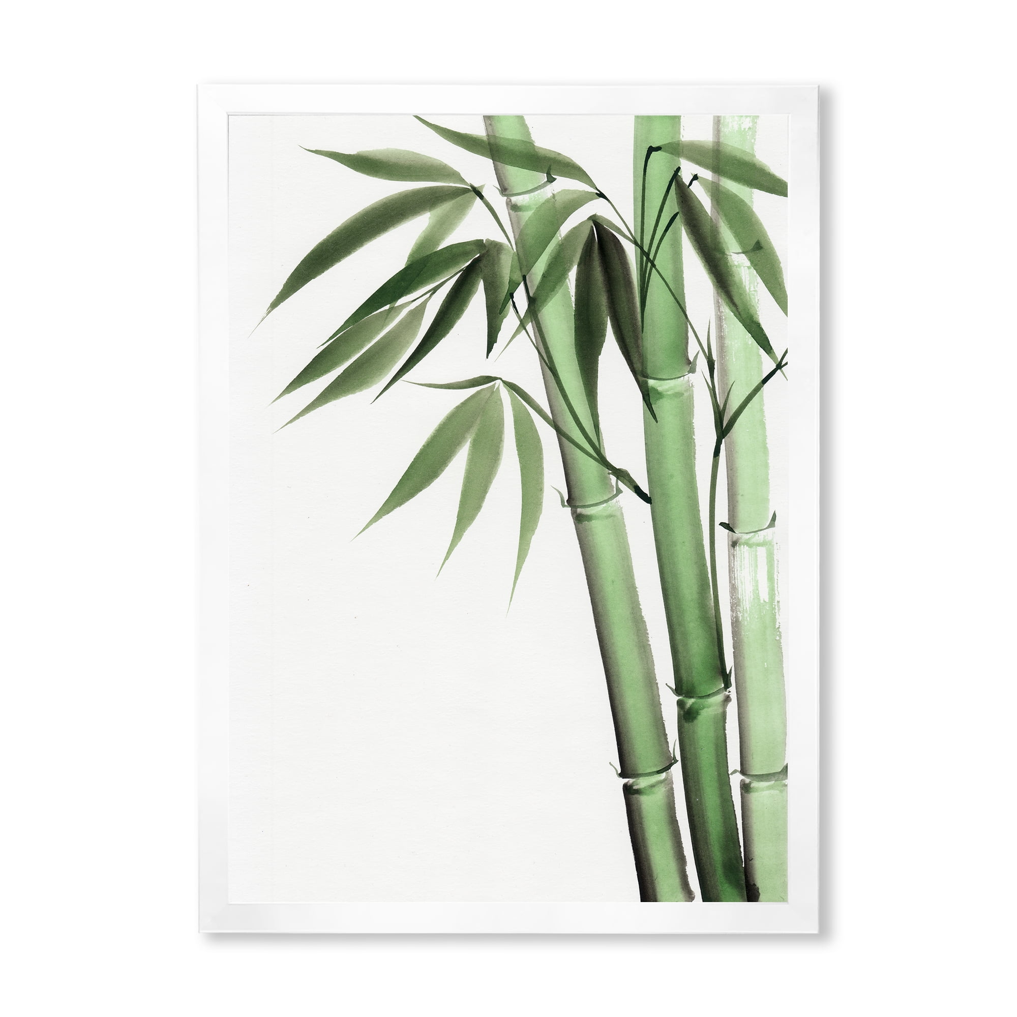 Designart 'Palm Bamboo Detail On White II' Traditional Framed Art Print