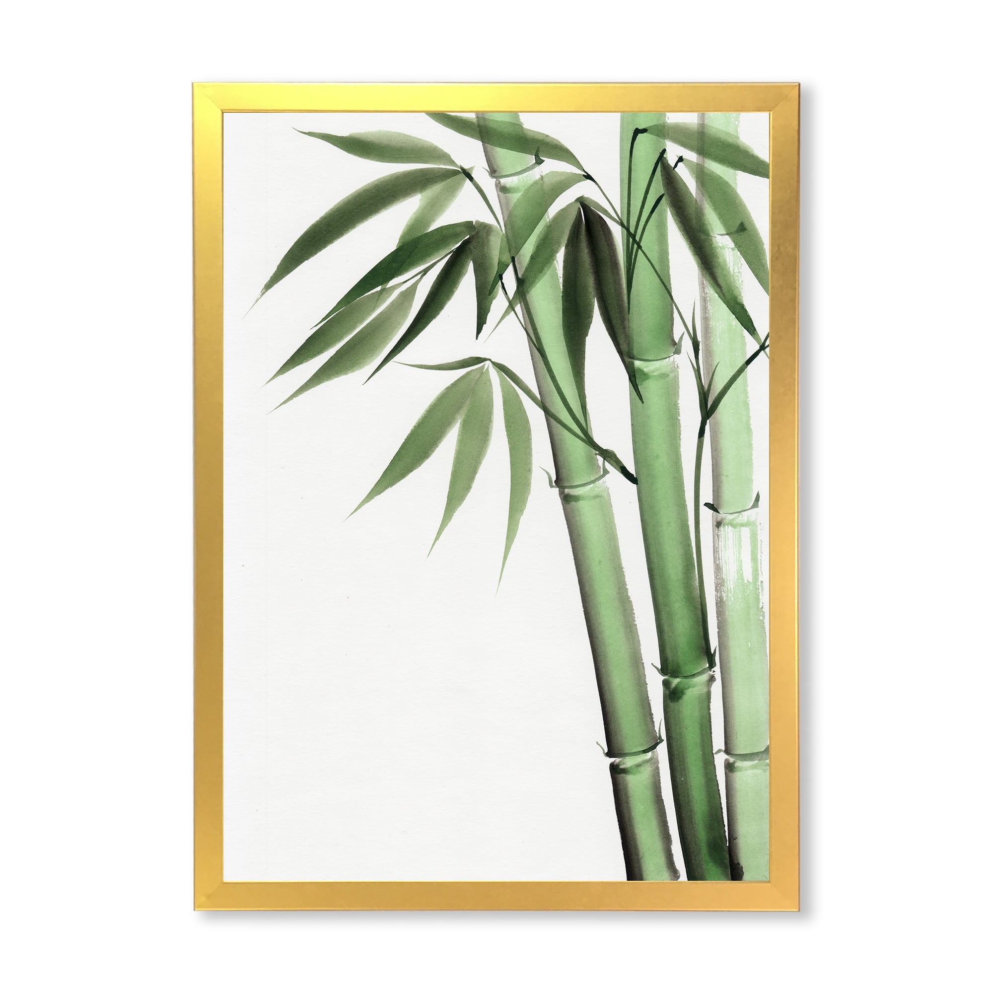 Designart 'Palm Bamboo Detail On White II' Traditional Framed Art Print