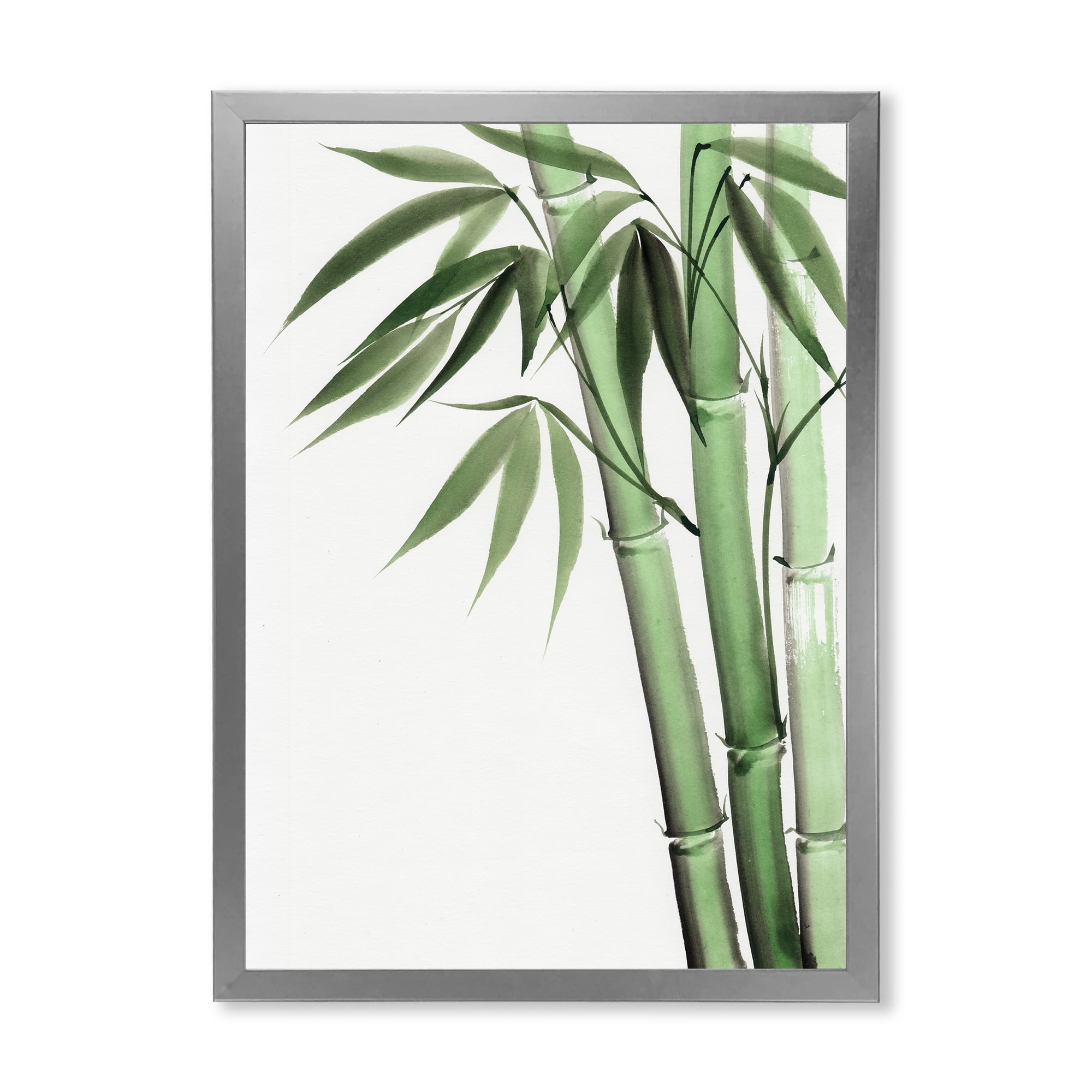 Designart 'Palm Bamboo Detail On White II' Traditional Framed Art Print