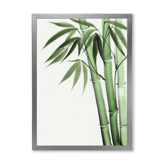 Designart 'Palm Bamboo Detail On White II' Traditional Framed Art Print