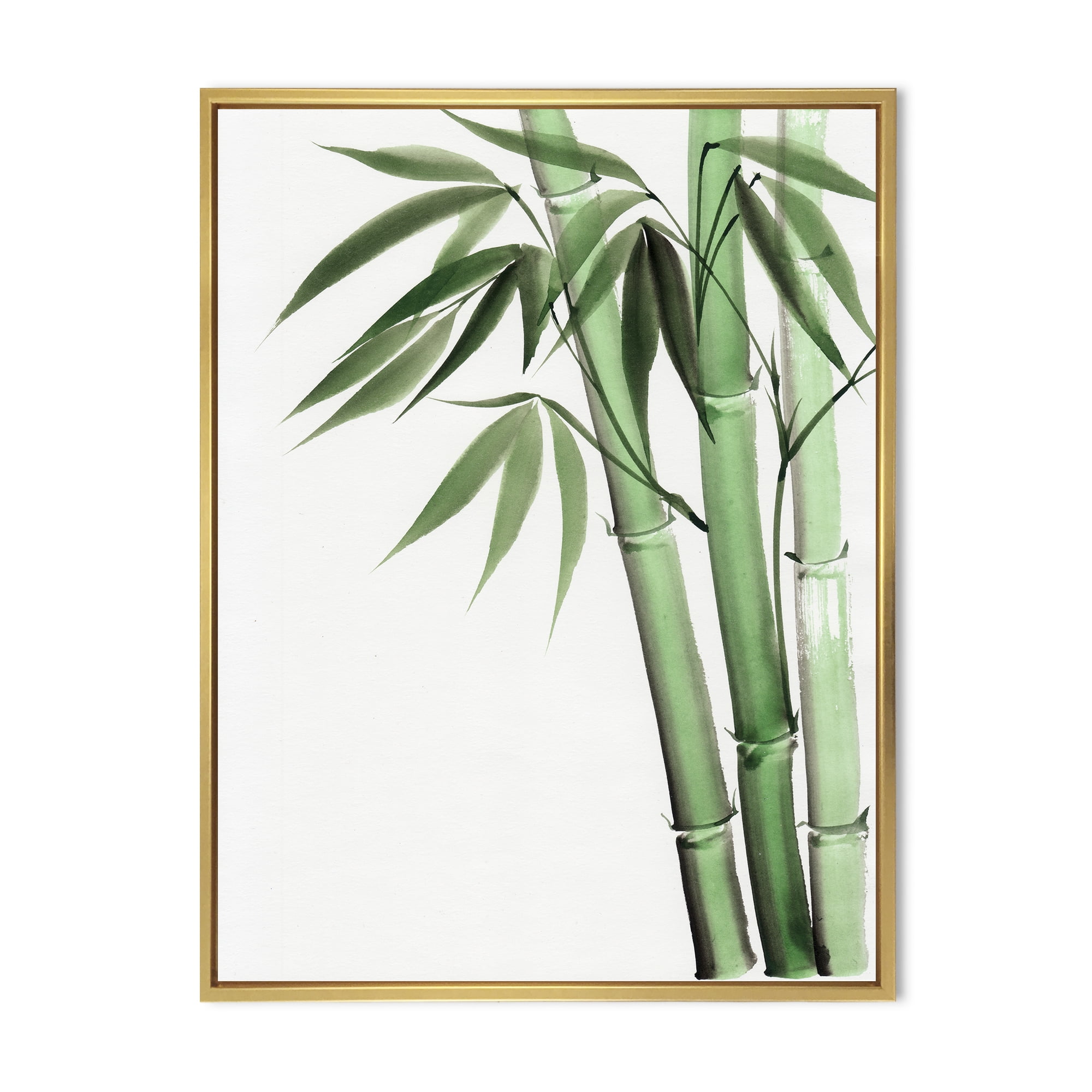Designart 'Palm Bamboo Detail On White II' Traditional Framed Canvas Wall Art Print