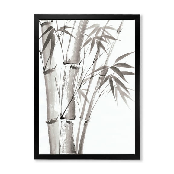 Designart 'Palm Bamboo Detail On White III' Traditional Framed Art Print