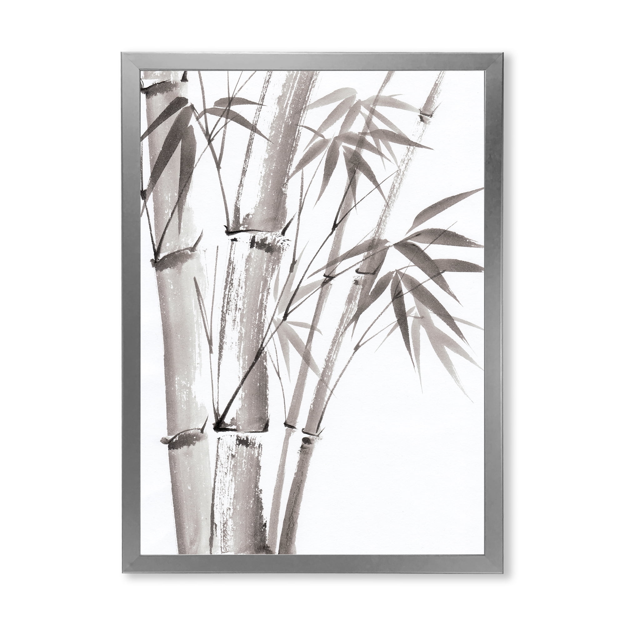 Designart 'Palm Bamboo Detail On White III' Traditional Framed Art Print