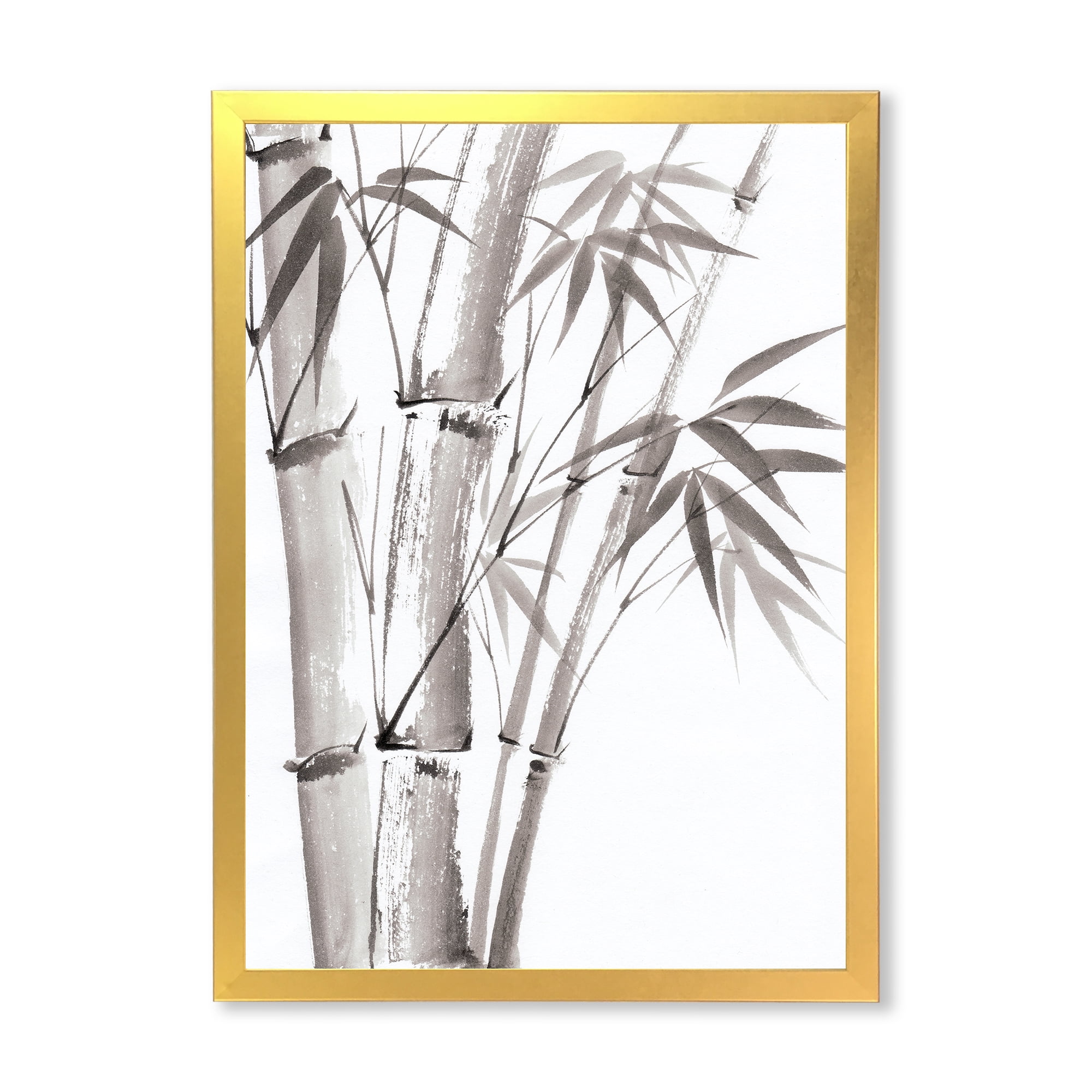 Designart 'Palm Bamboo Detail On White III' Traditional Framed Art Print