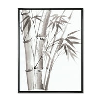 Designart 'Palm Bamboo Detail On White III' Traditional Framed Canvas Wall Art Print