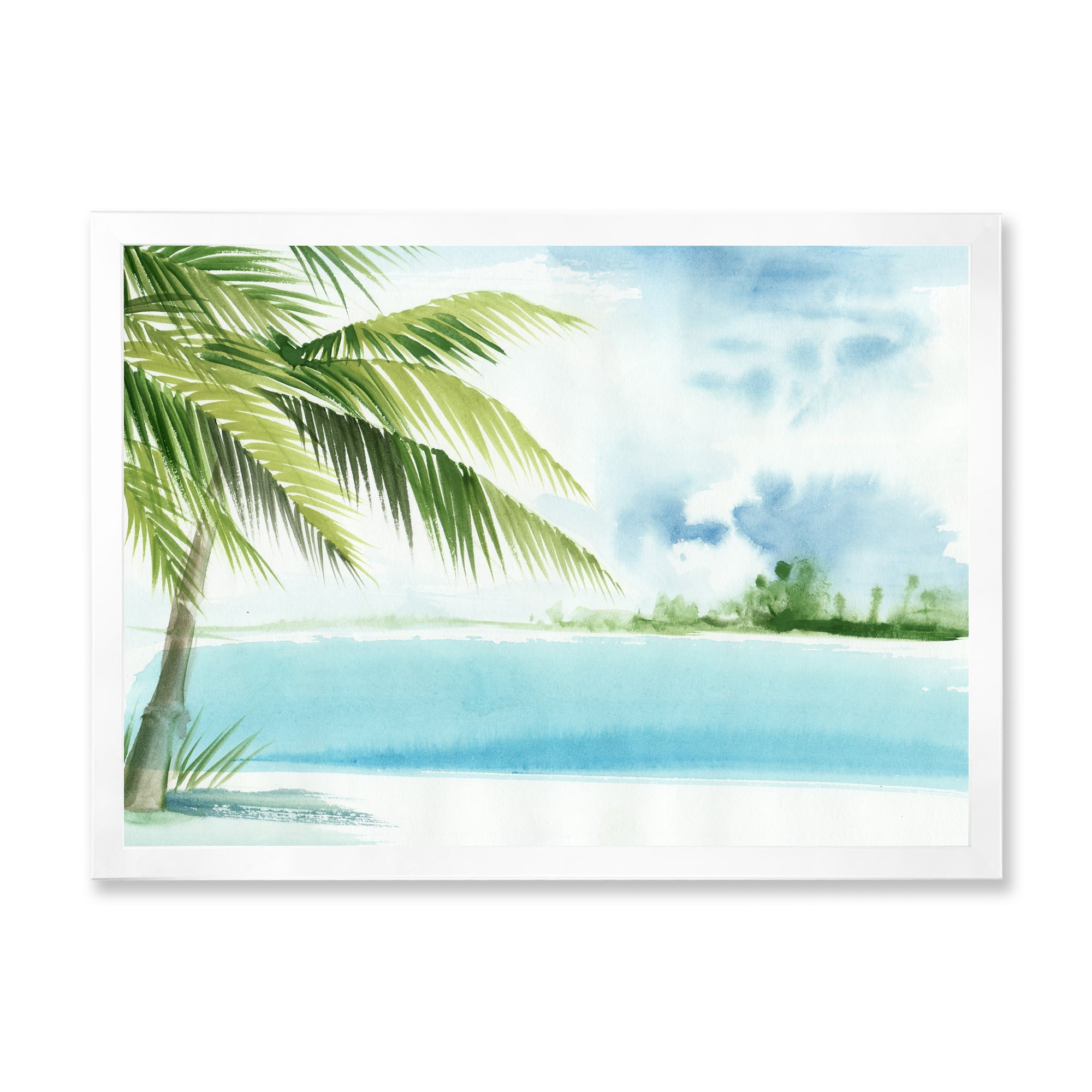 Designart 'Palm Beach Resort At Sunrise I' Nautical & Coastal Framed Art Print