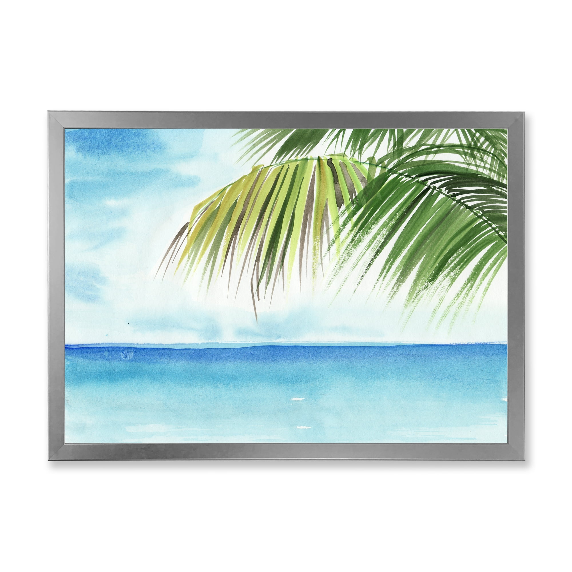 Designart 'Palm Beach Resort At Sunrise III' Nautical & Coastal Framed Art Print