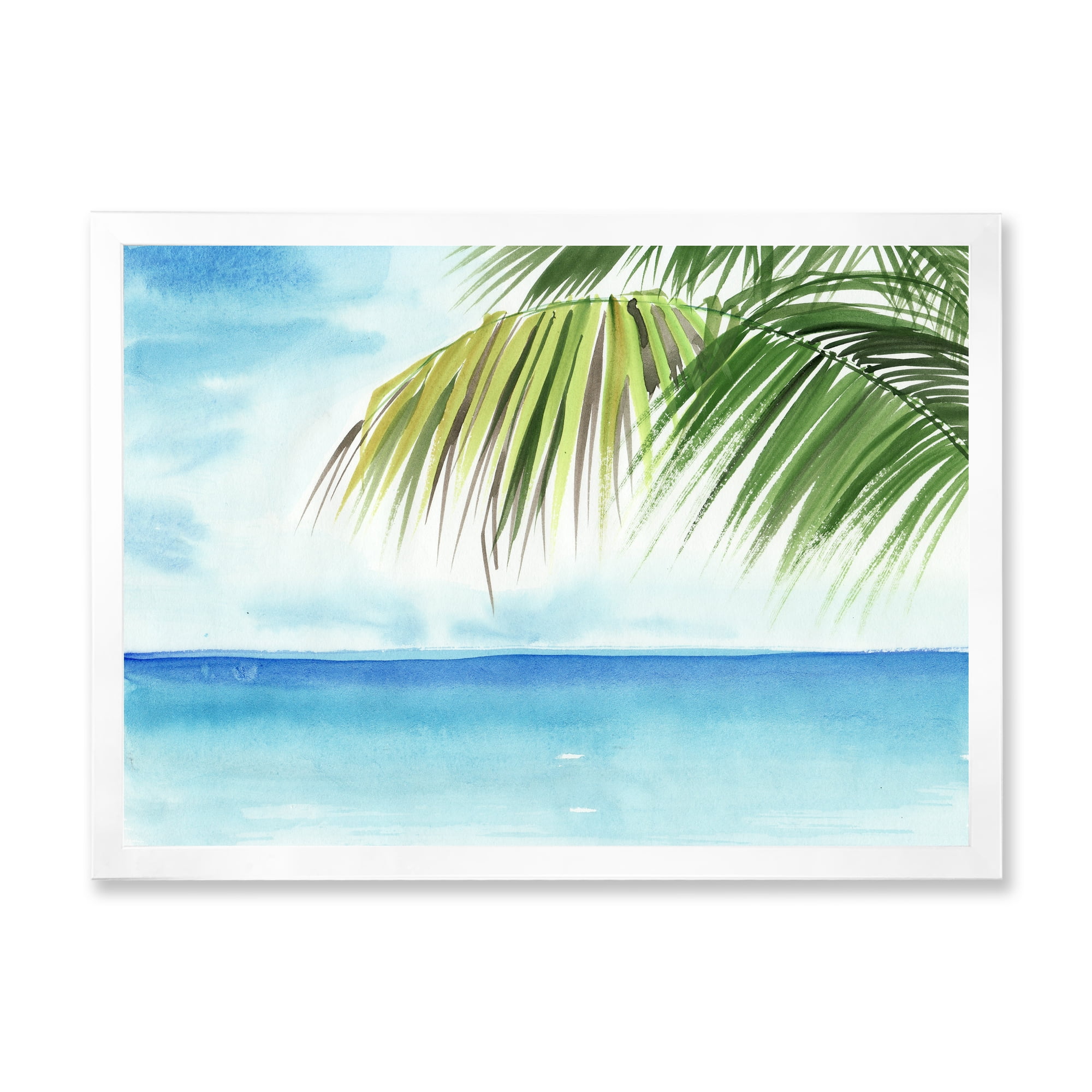 Designart 'Palm Beach Resort At Sunrise III' Nautical & Coastal Framed Art Print