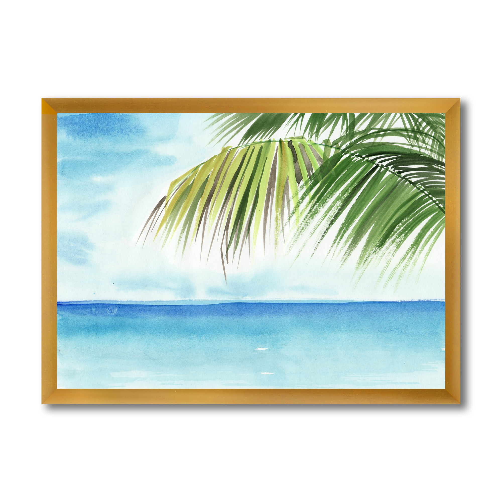 Designart 'Palm Beach Resort At Sunrise III' Nautical & Coastal Framed Art Print