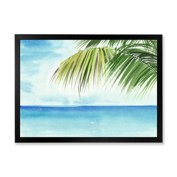 Designart 'Palm Beach Resort At Sunrise III' Nautical & Coastal Framed Art Print