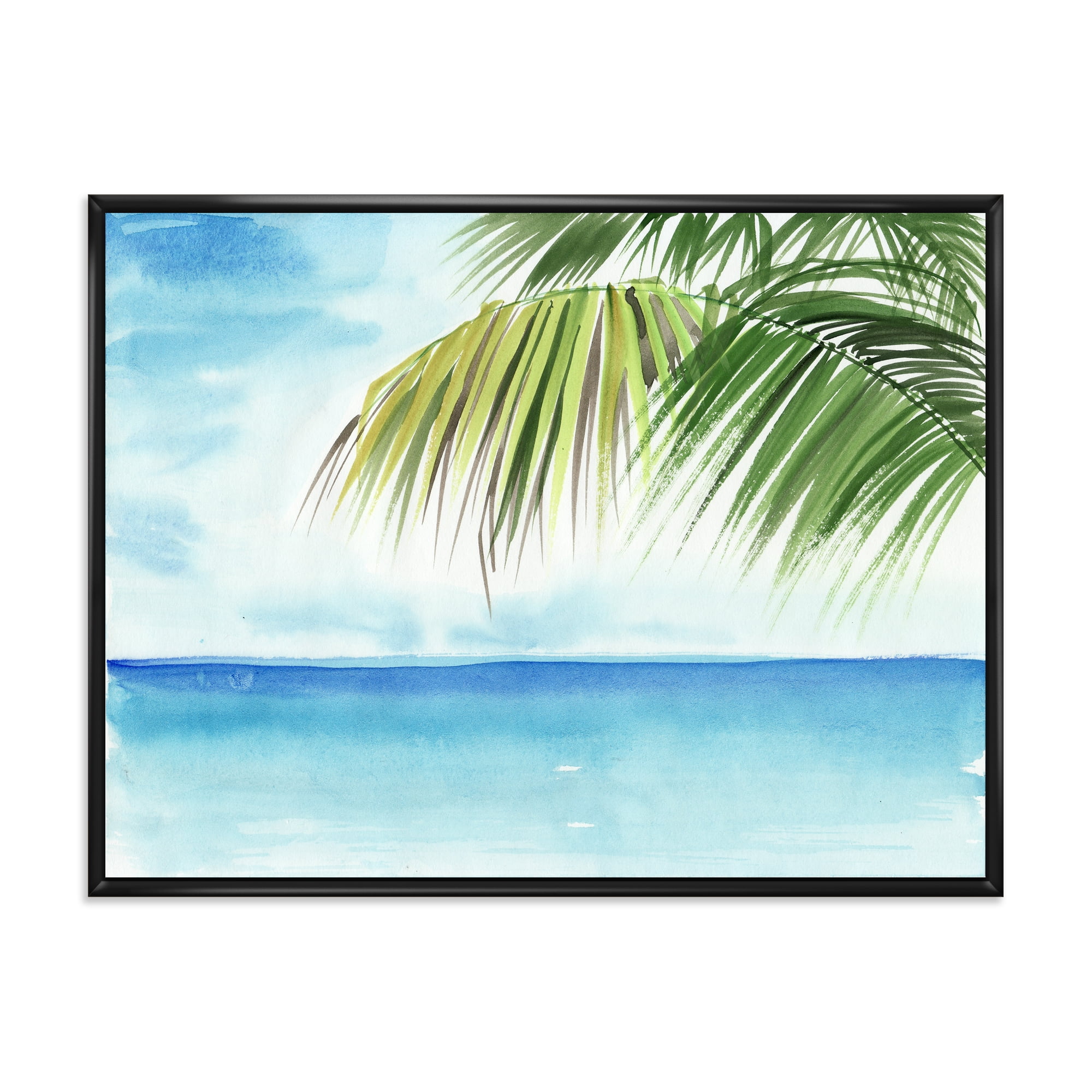 Designart 'Palm Beach Resort At Sunrise III' Nautical & Coastal Framed Canvas Wall Art Print