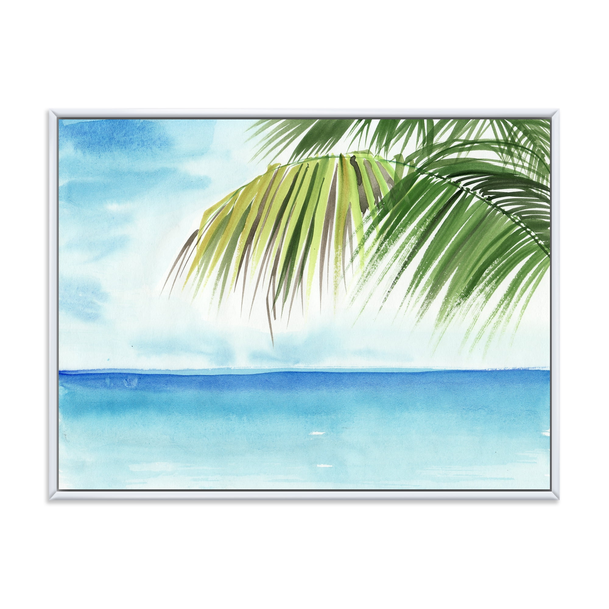 Designart 'Palm Beach Resort At Sunrise III' Nautical & Coastal Framed Canvas Wall Art Print
