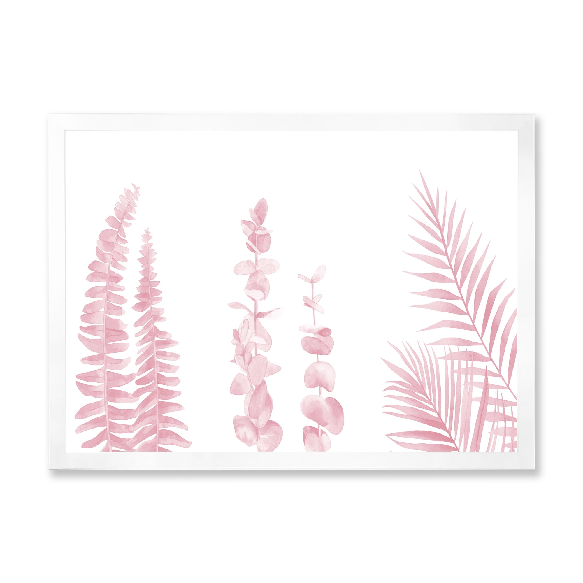 Designart 'Palm Branches and Blush Pinkeucalyptus' Shabby Chic Framed Art Print