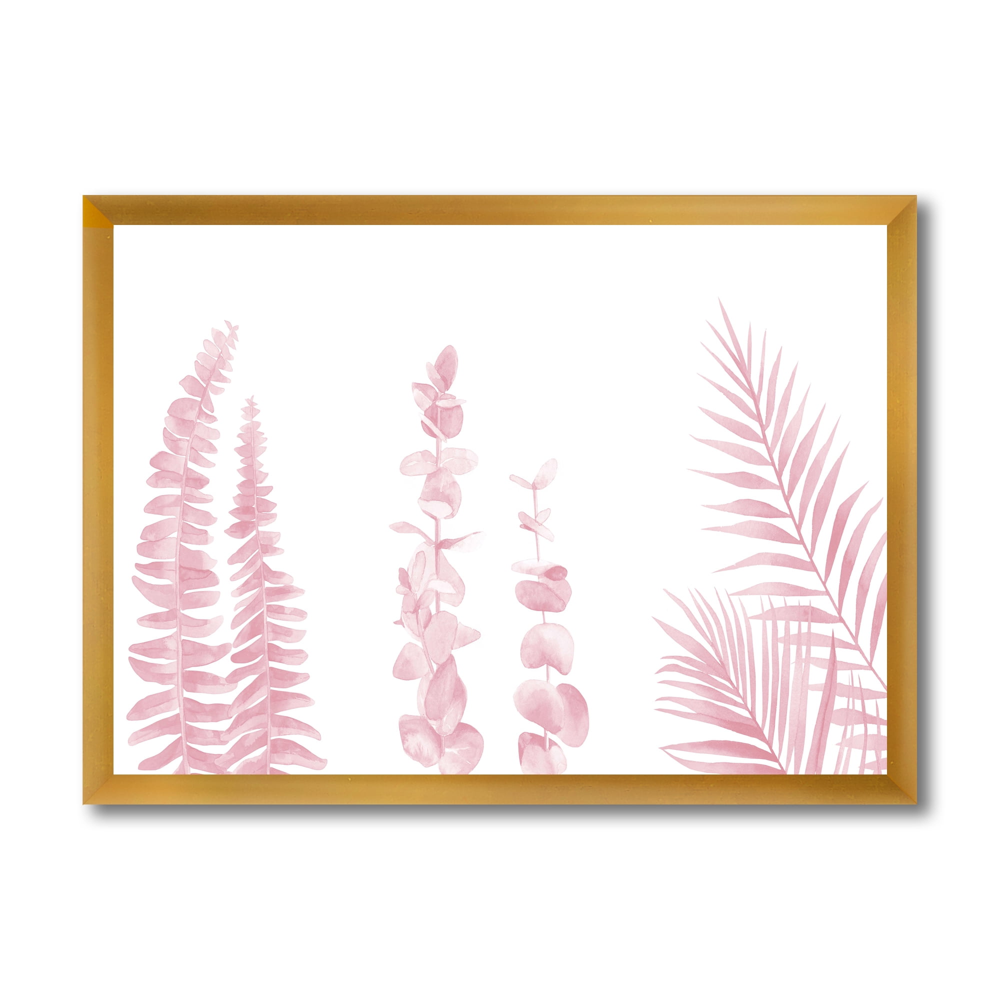 Designart 'Palm Branches and Blush Pinkeucalyptus' Shabby Chic Framed Art Print