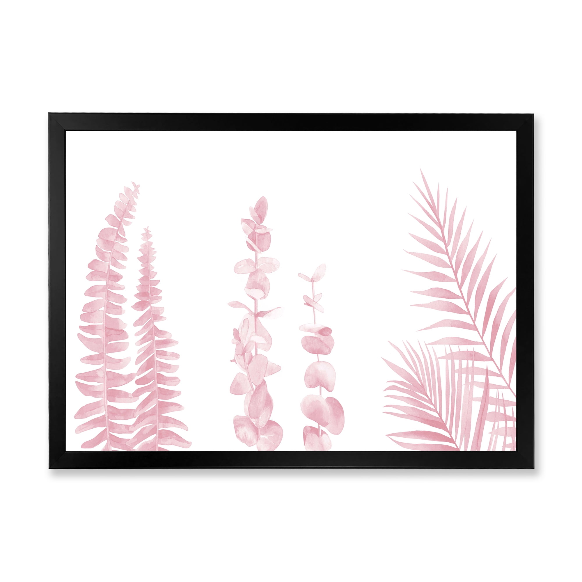 Designart 'Palm Branches and Blush Pinkeucalyptus' Shabby Chic Framed Art Print