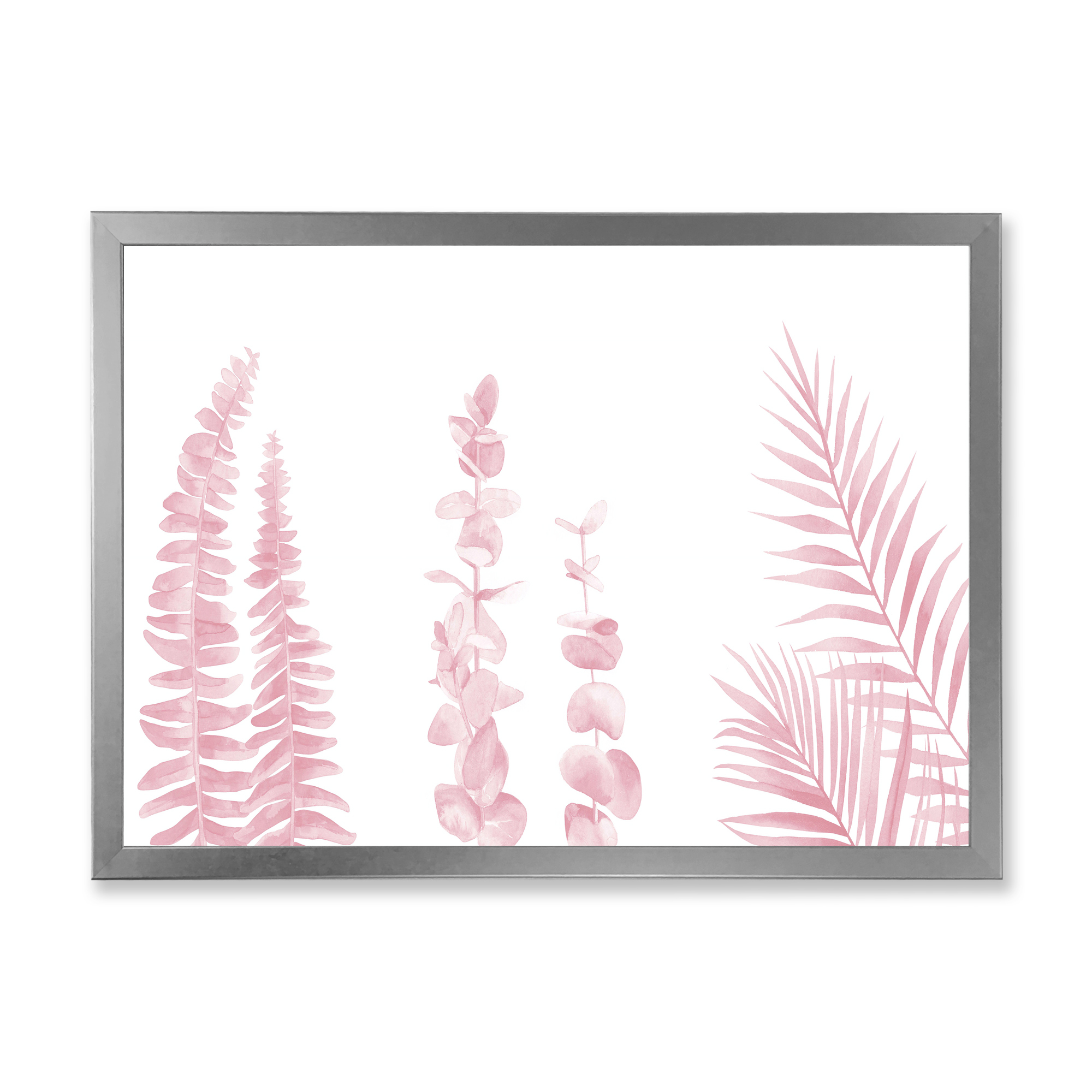 Designart 'Palm Branches and Blush Pinkeucalyptus' Shabby Chic Framed Art Print