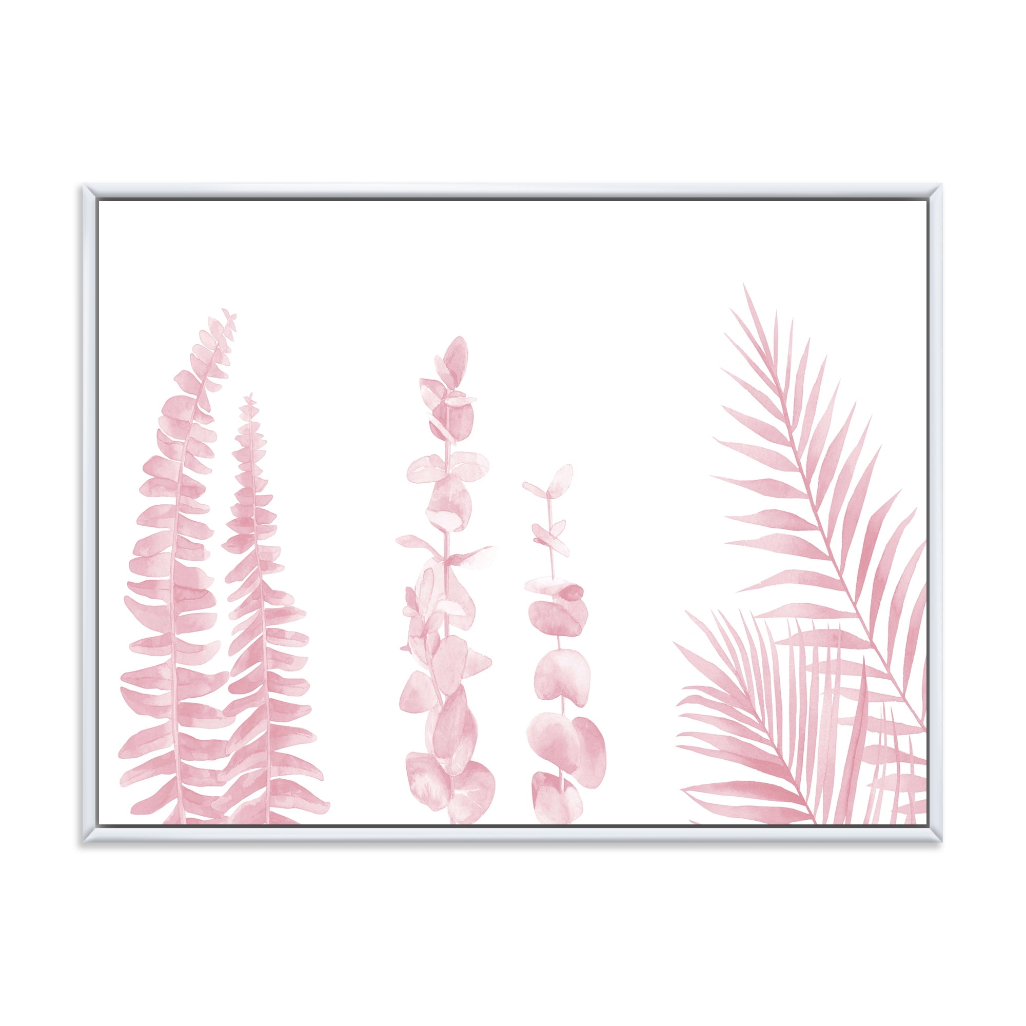 Designart 'Palm Branches and Blush Pinkeucalyptus' Shabby Chic Framed Canvas Wall Art Print