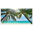 thumbnail image 1 of Designart 'Palm Hanging over Sandy White Beach ' Seashore Photo Canvas Art Print, 1 of 3